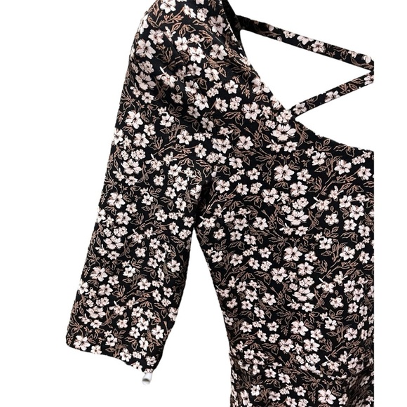 Pact Black White Gold Floral Organic Cotton Midi Dress - Picture 2 of 12